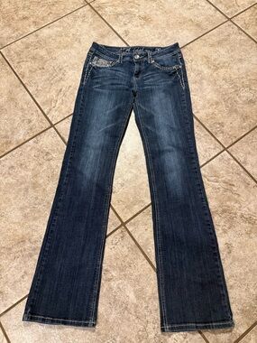 L.A. idol Navy Flare Jeans with Embellished Pockets 31/34